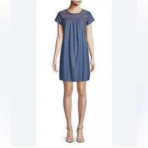 Driftwood Ella Embroidered Chambray Dress XS